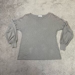 Michael Stars Womens Crew Neck Balloon Sleeve Long Sleeve Top Gray Small NWOT